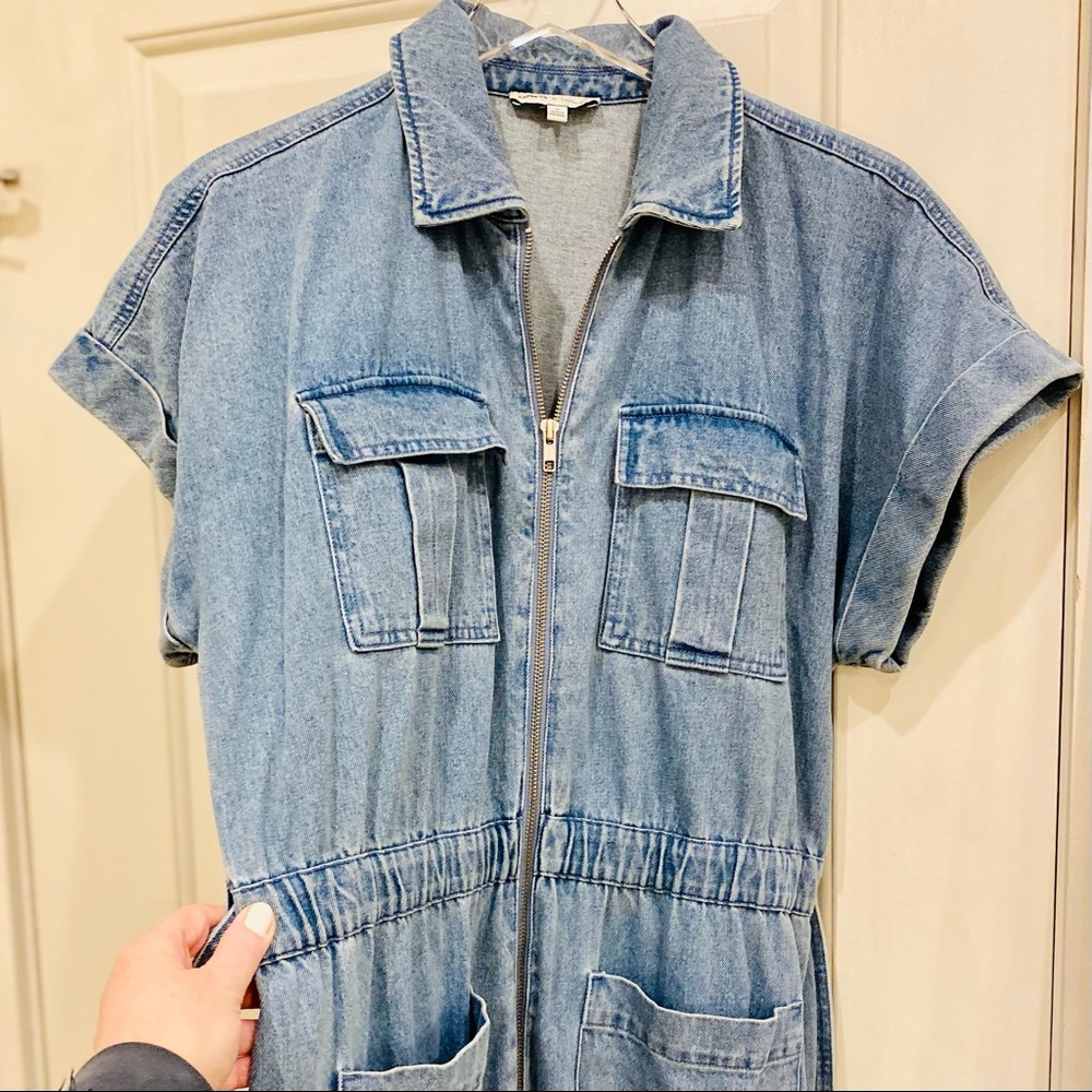 Express x Ladygang Denim Zippered Jumpsuit - Picture 3 of 11